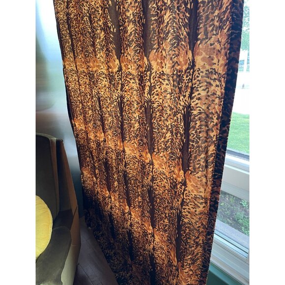Vintage 80s curtain, brown, leopard / tiger print, faux suede animal print panel - Picture 3 of 9